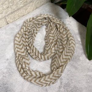 Tan & white infinity scarf
